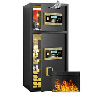 (High end and high-quality)Large Double-door Coin-operated Safe,Digital Security Safe with Fireproof and Waterproof Bag,7.0 Cubic Feet Safe Box with Hidden Code Function for Home,Office and Hotel