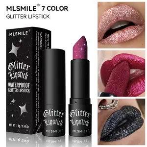 Mlsmile Matte Lipstick Diamond Glitter Glossy Lip Balm, Halloween Dark Ghost Makeup Long-Lasting Christmas Party Beauty Lips