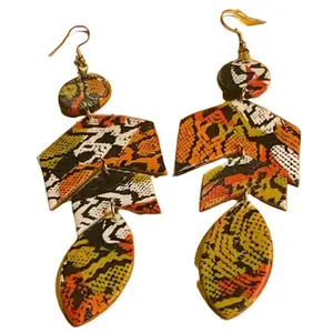 Hand Made Arrowhead Dangle Earrings - Orange Themed