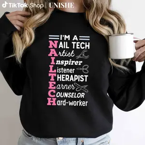100% Nail Technician Sweatshirt – Casual Long Sleeve Manicurist Design
