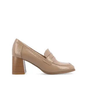 MALLEAH BLOCK HEEL LOAFERS - Patent Taupe