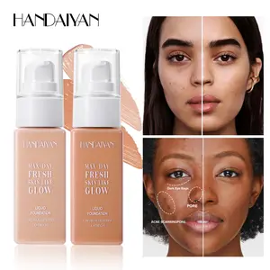 Handaiyan Foundation Liquid, Long-Lasting Waterproof, Natural Radiant Glow Effect, Light to Medium Coverage, Streak-Free, Flawless, Suitable for All Skin Types, Lightweight Radiant Finish