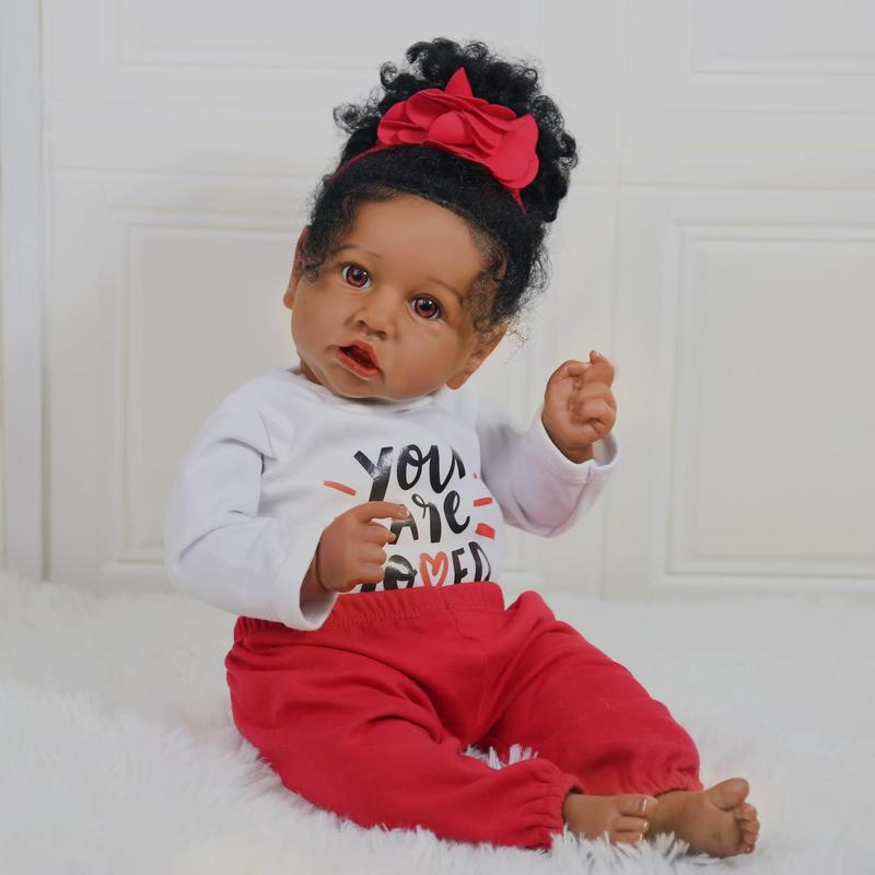 [WOOROY] Reborn Baby Doll -  Birthday & Christmas Gift, 20 In African American Reborn Doll with Soft Cloth Body, Brown Skin, Perfect Gift for Ages 3+