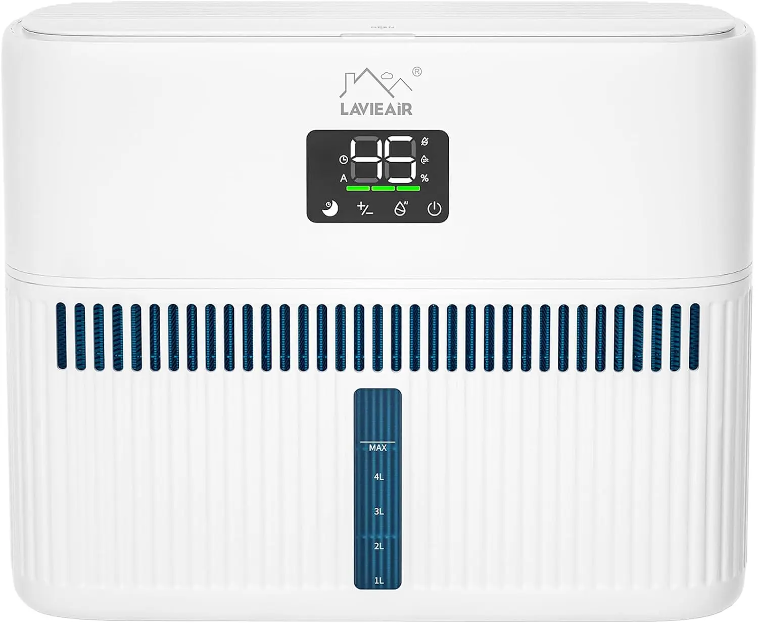 LAVIEAIR Evaporative Humidifiers for Bedroom, Living Room, Nursery, Large Room up to 300 ft², Mist-free No White Dust Top Fill Humidifier for Baby, Plants, 5L Tank, Max 48H Runtime, Easy to Clean