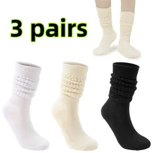 3 pairs Fuzzy Fluffy Crew Socks Soft Scrunch Socks Warm Cozy Slouch Scrunch Socks Slouchy Boot Socks for Women Fashion Accessories