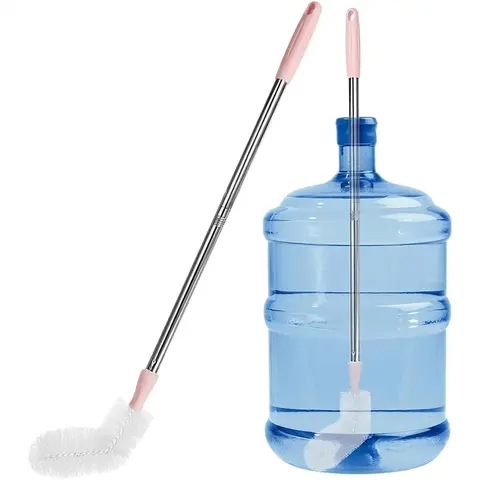 Sohochic 2-Piece Bottle Cleaning Brush Set, 29.5" Extra Long Stainless Steel Handle, Bendable Nylon Bristles, 360° Scrubbing for 5-Gal Water Buckets & Big Bottles (Opening >1.7")