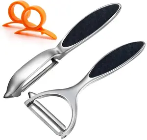 Vegetable Peeler, Potato Peelers for Kitchen Stainless Steel Multi-function Set Fruit Peeler For Kitchen and Household Tools Y & I Shape Swivel Blades with ​2 Orange Citrus Peelers