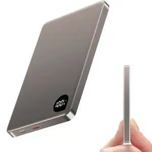 Ultra-Thin Magnetic iPhone Charger, Magsafe 5000mah, Type C Fast Charging, LED Display, USB C Port, Travel Accessory for iPhone 17 Pro Max/air/16/15/14/13/12