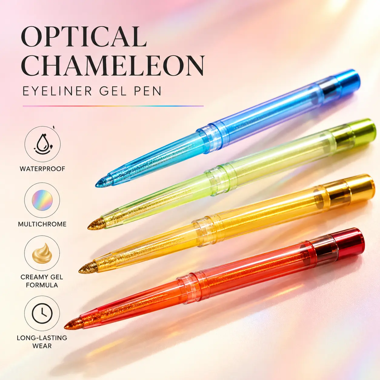 For Show‑Stopping Daily Glam Looks, Single‑Item Eye Cosmetic Gift — SheenEffect Multichrome Gel Eyeliner, Iridescent Metallic Shimmer, Creamy Glide‑On, Waterproof Vegan Smudge‑Proof All‑Day Long‑Lasting Eyeliner