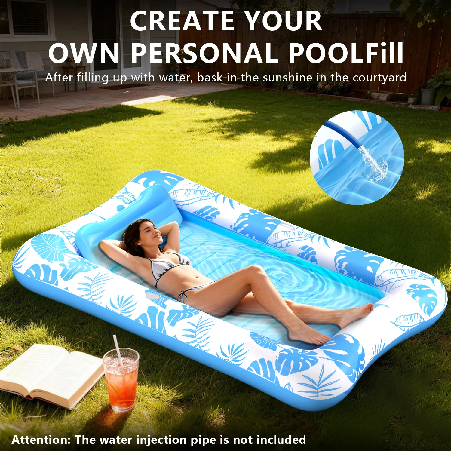 Rrtizan 83.5″ x 52.4″ Extra Large Inflatable Tanning Pool Lounge Float With Cup Holder,  Pool Floats Adult with Pillow, 4 in 1 Suntan Tub Raft Floatie, Sunbathing Bed Lounge for Water Blow Up Kids Ball Pit Party Gifts, inflatable Sofa Swimming Pool