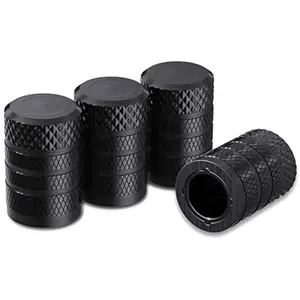 Tire Valve Stem Caps, Black, 4 pcs/Pack, Anodized Aluminum Tire Valve Cap Set, Corrosion Resistant, Universal Stem Covers for Cars Trucks Motorcycles SUVs and Bikes