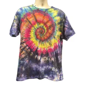 Gildan Rainbow Portal Reverse Tie Dye Rainbow Spiral T-Shirt Large Size Colorful Spiral Design Casual Menswear Fashion Top Man Streetwear