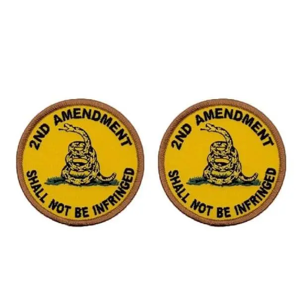 2nd Amendment Shall Not Be Infringed Gadsden Patch [Iron on Sew on - 3.0 X 3.0] 2 Piece for Jackets, Vests, Jeans, Hats, Backpacks, and Tactical Gears.