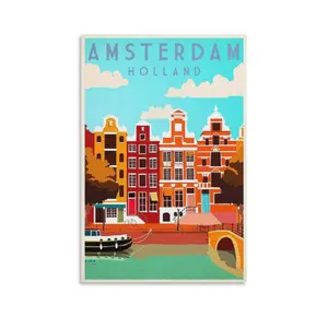 Vintage Travel Poster Amsterdam Poster Print Painting Canvas Wall Art Home Decor Posters