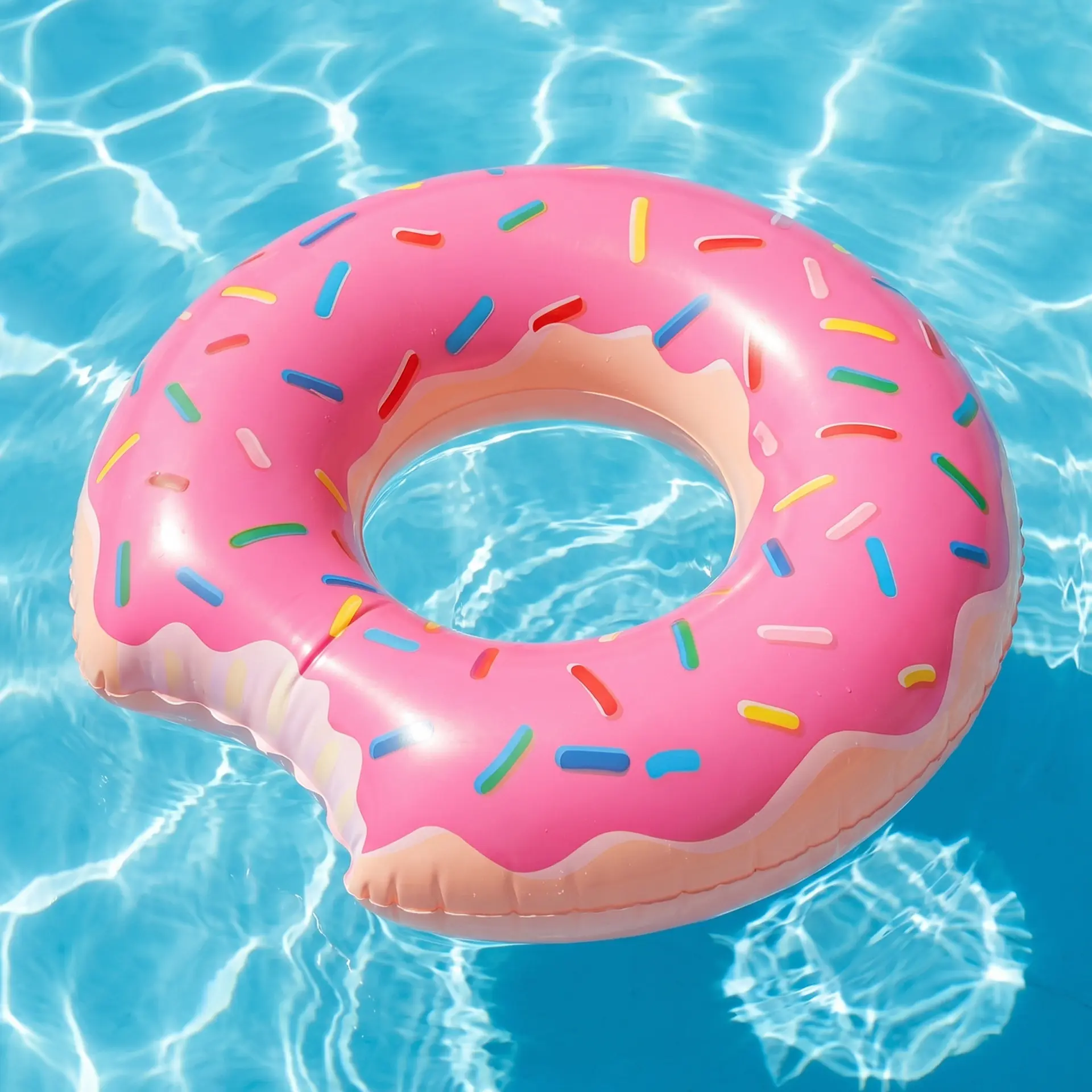 Baby & Maternity Soft PVC Half-Bite Shape Donut Inflatable Anti-Roll Pool Float Ring, Summer Water Play Accessory, Storage-Compatible Beach Item, Anti-Roll Float