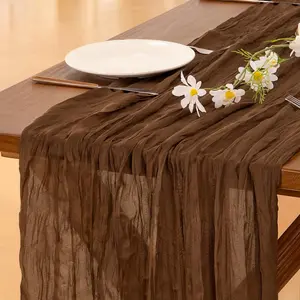 Rectangular Bohemian Table Runner, Polyester Sheer Transparent Tablecloth, Perfect for Parties, Weddings, Birthdays, Baby Showers