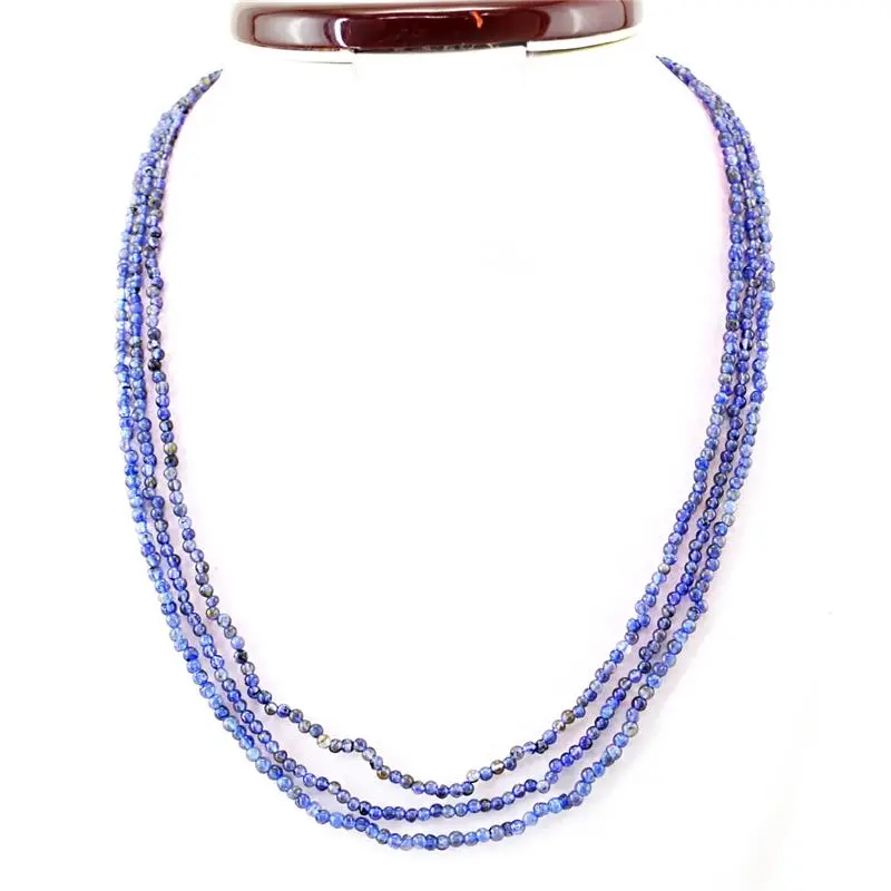 Blue Tanzanite 128.50 Cts Natural Amazing 20 Inches Long Round Beads Necklace