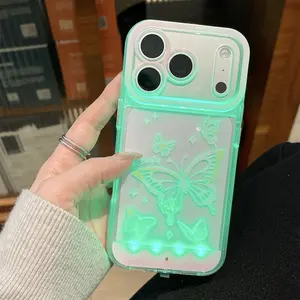 Vibrant Led Bowknot Phone Case for iPhone 11/12/13/14/15/16/17Plus Pro Max,Light-Up Phone Case for Incoming Calls,Slim Clear Aesthetic Phone Cover