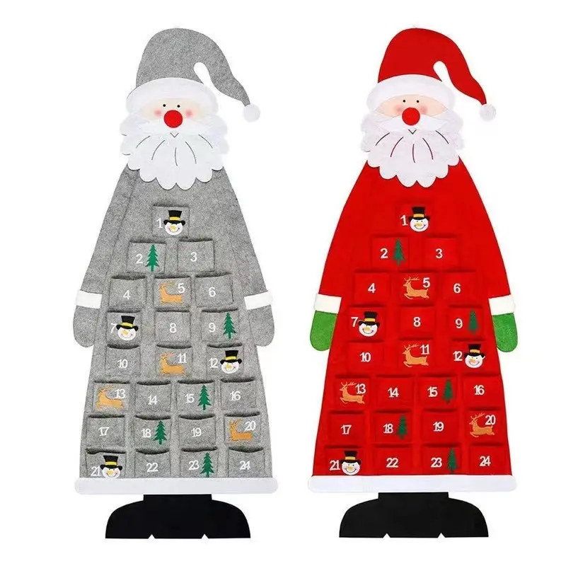 Christmas Countdown Calendar, Felt Hanging Advent Calendar with Pockets, 24 Days Christmas Decoration, Creations Home Holiday Decor Gift