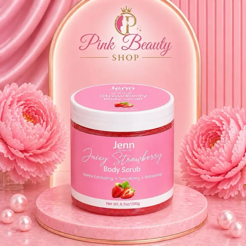 Jenn Juicy Strawberry yoni scrub - Gentle Exfoliating Smoothing Refreshing 6.7oz/200g Pink Beauty Shop