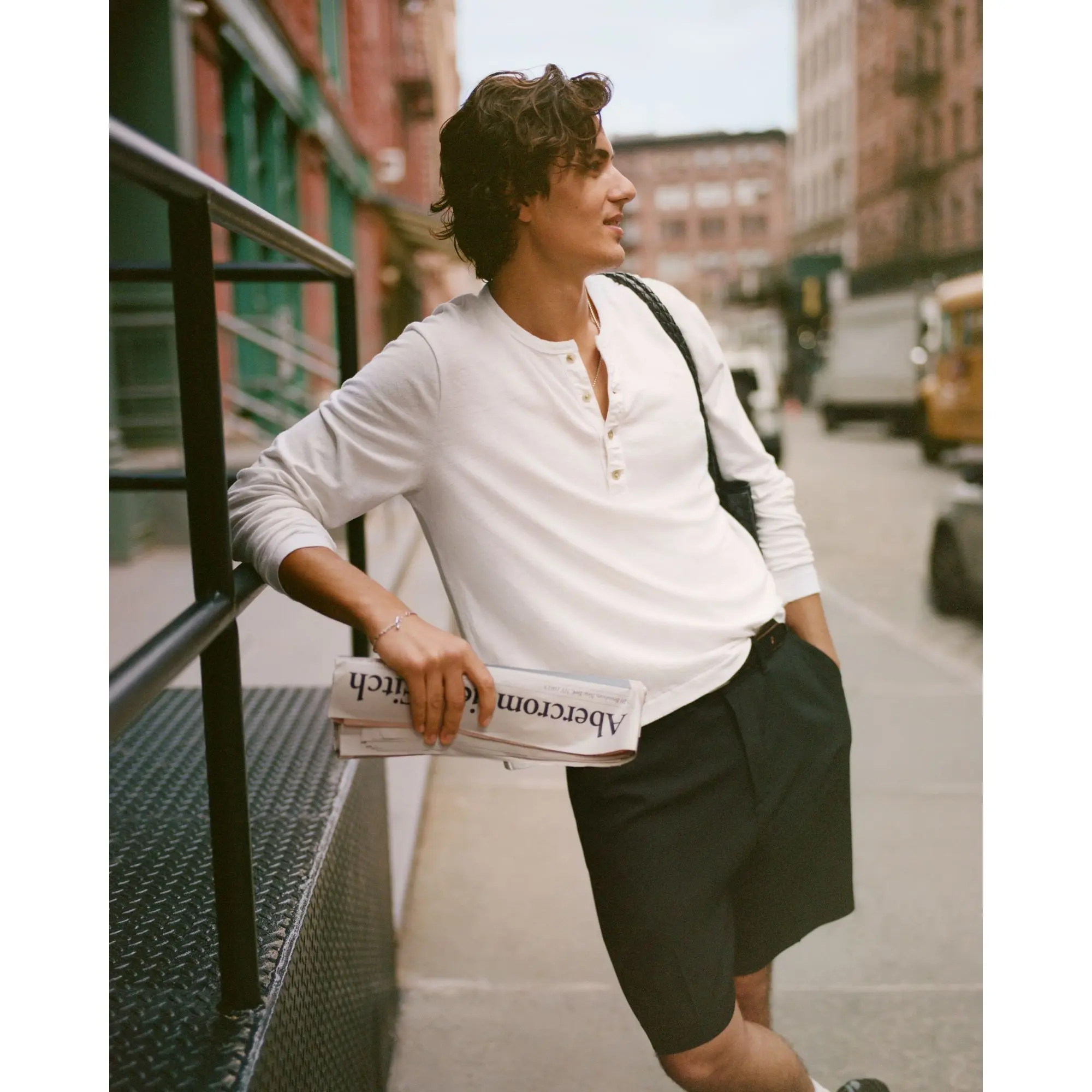 Abercrombie & Fitch Long-Sleeve Linen-Blend Henley