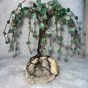 Custom Handmade Wire Wrapped Willow Crystal Tree on Geode Base - Home Decor