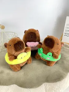 12cm Plush Capybara Charm with Frog/Chick/Pig Float, Plush Keychain for Beach Bag and Keys, Cute Keychain Accessories