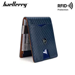 Slim Front Pocket Wallet with RFID Blocking Business Two Fold RFID Anti-Magnetic Carbon Fiber Pattern Wallet Card Holder Wallet USD Wallet