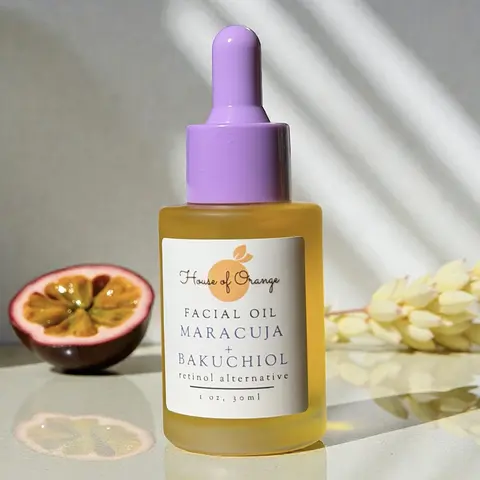 Bakuchiol Maracuja Facial Oil- Retinol Alternative, For Sensitive Skin, Natural, Fragrance Free, Repairing For Fine Lines and Wrinkles