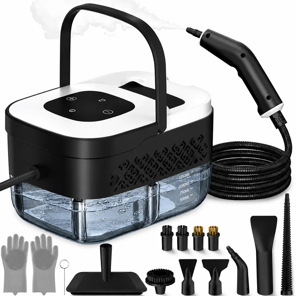 Corded Handheld High-Temp Compact Home Steam Cleaner - 15-Second Fast Heating Portable Steamer, 14 Cleaning Attachments, 6 Adjustable Steam Levels for Kitchen, Bathroom
