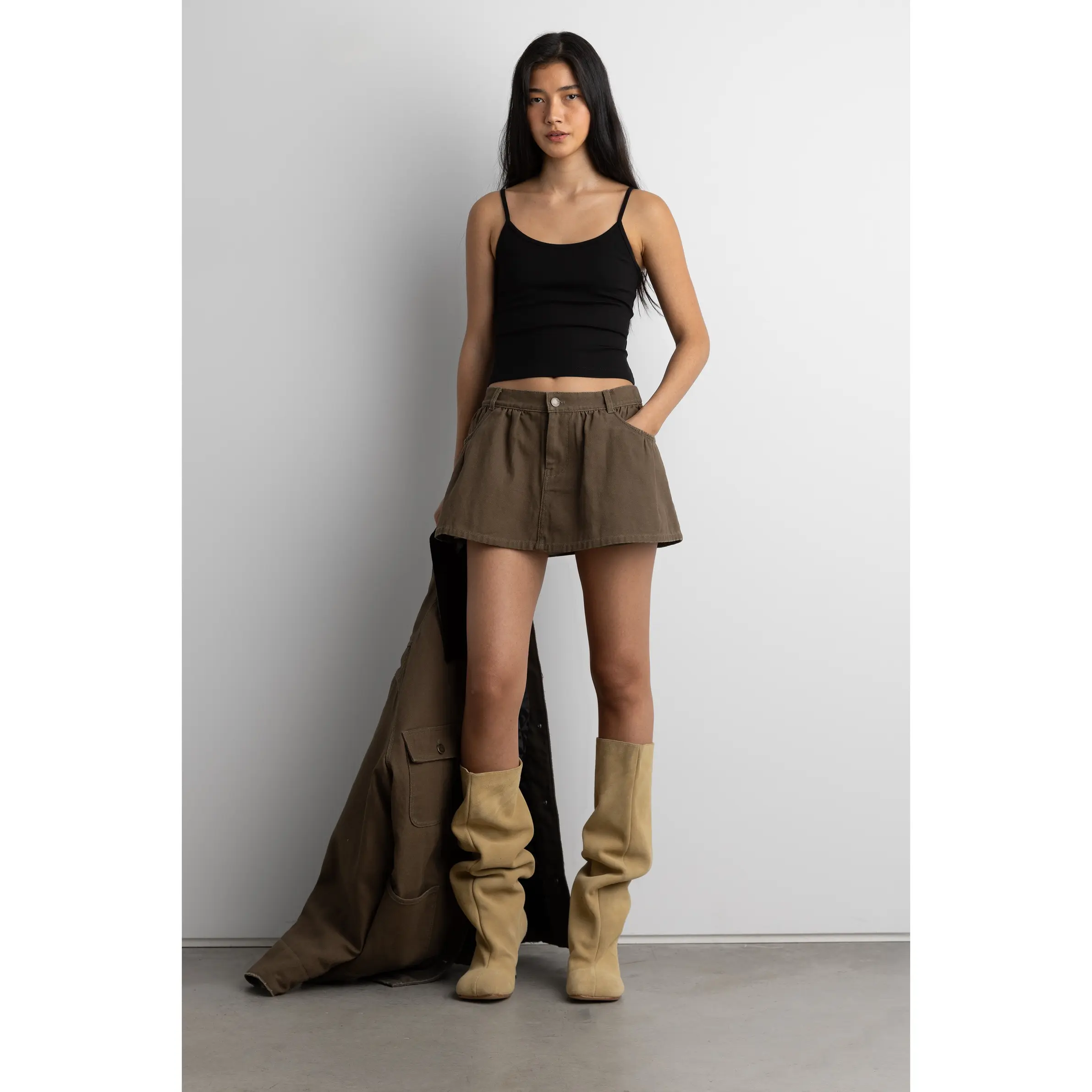 MINI CANVAS PLEATED SKORT