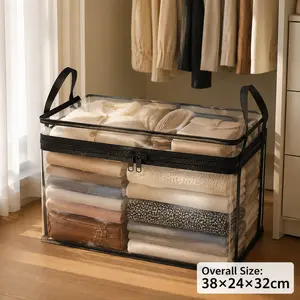 Large Clear Thick Plastic Storage Box with Hinged Lid,Heavy-Duty Durable High Capacity Organizer, Perfect for Home, Camping, Travel, Attic and Moving