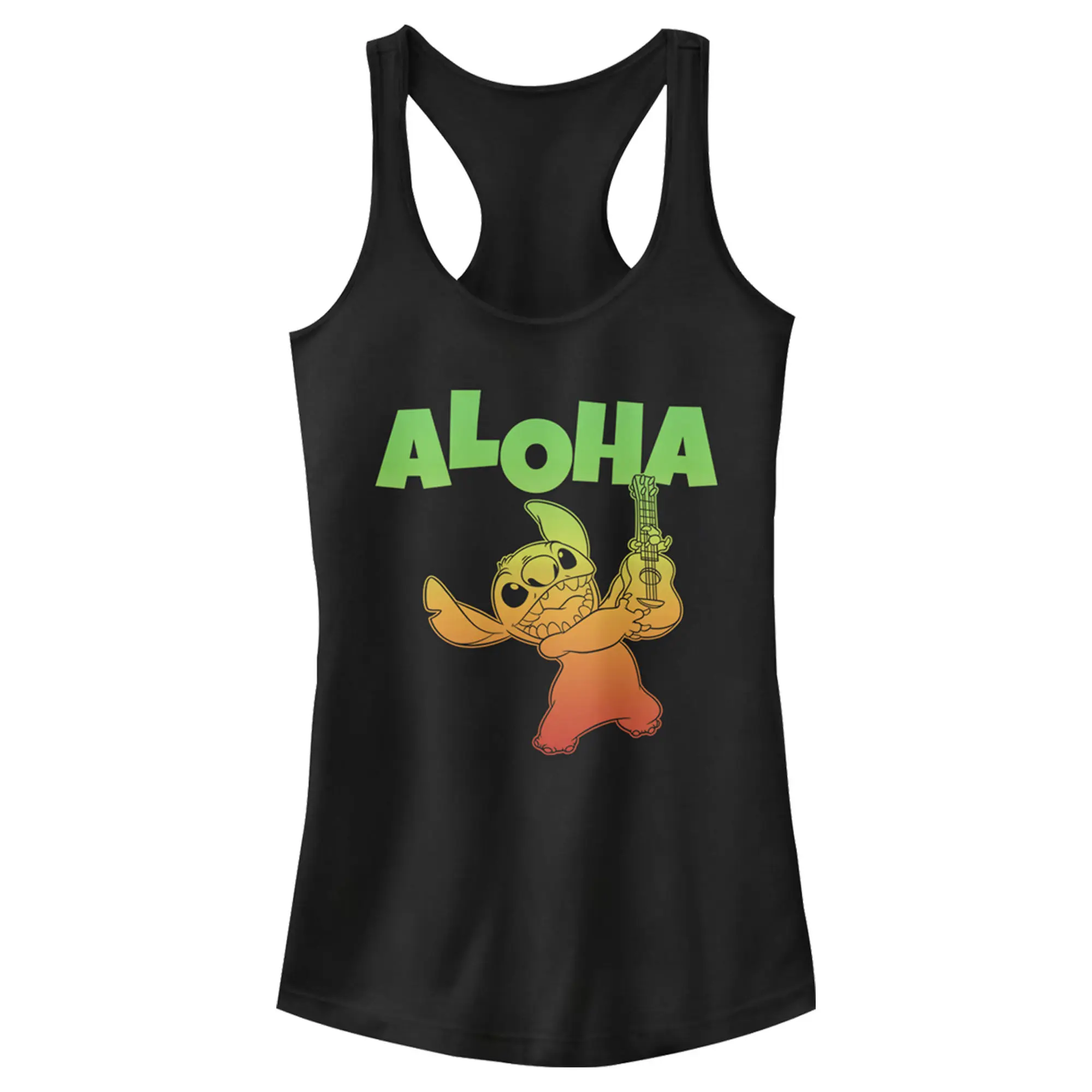 Juniors Womens Lilo & Stitch Colorful Aloha Racerback Tank Top