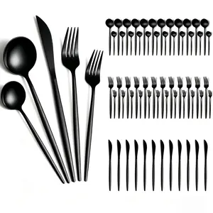 60-Piece Stainless Steel Silverware Set for 12, Slim Handle Flatware Cutlery Set with Steak Knives, Dinner Forks, Salad Forks, Spoons & Teaspoons, Modern Tableware Set for Home, Restaurant, Wedding, Dishwasher Safe