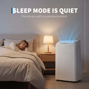 14,000 BTU Portable Air Conditioner, 3-In-1 Cooling, Dehumidifier & Fan for Rooms Up to 750 Sq.Ft, Remote Control, Sleep Mode (48 DB), 24H Timer, Window Kit Included, White & Grey