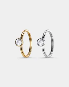 Bezel CZ Segment Nose Hoop