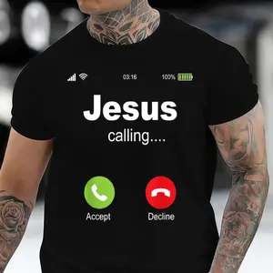 Black Slim Fit Jesus Calling Graphic T-Shirt for Women - Classic Eco-Friendly Streetwear, Crew Neck, Summer Casual Wear