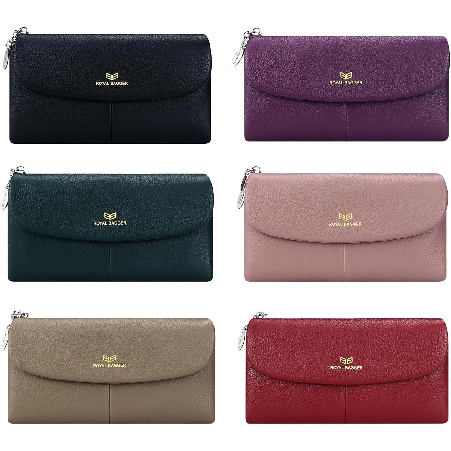 Royal Bagger RFID Blocking Women's Short Wallet Genuine Leather Multi-card Slots Card Holder Trifold Purse Magnetic Opening 2063 SpringStatements