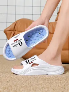 Fashion Massage Slippers Slide for Summer, Unisex Home Outdoor Non-Slip Waterproof, Casual Lightweight Letter Print Shoes Footwear