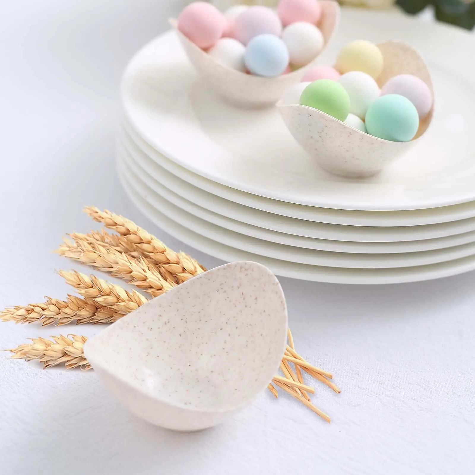 24-Pack Mini Wheat Straw Fiber Dessert Cups Biodegradable Eco-Friendly - Perfect for Ice Cream 3"