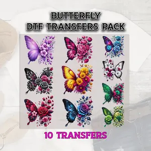 Butterfly DTF Transfer, Floral Butterfly DTF Bundle, Butterflies DTF Prints, Ready to Press, Butterfly Dtf Grab Bag,Butterflies Dtf Transfer