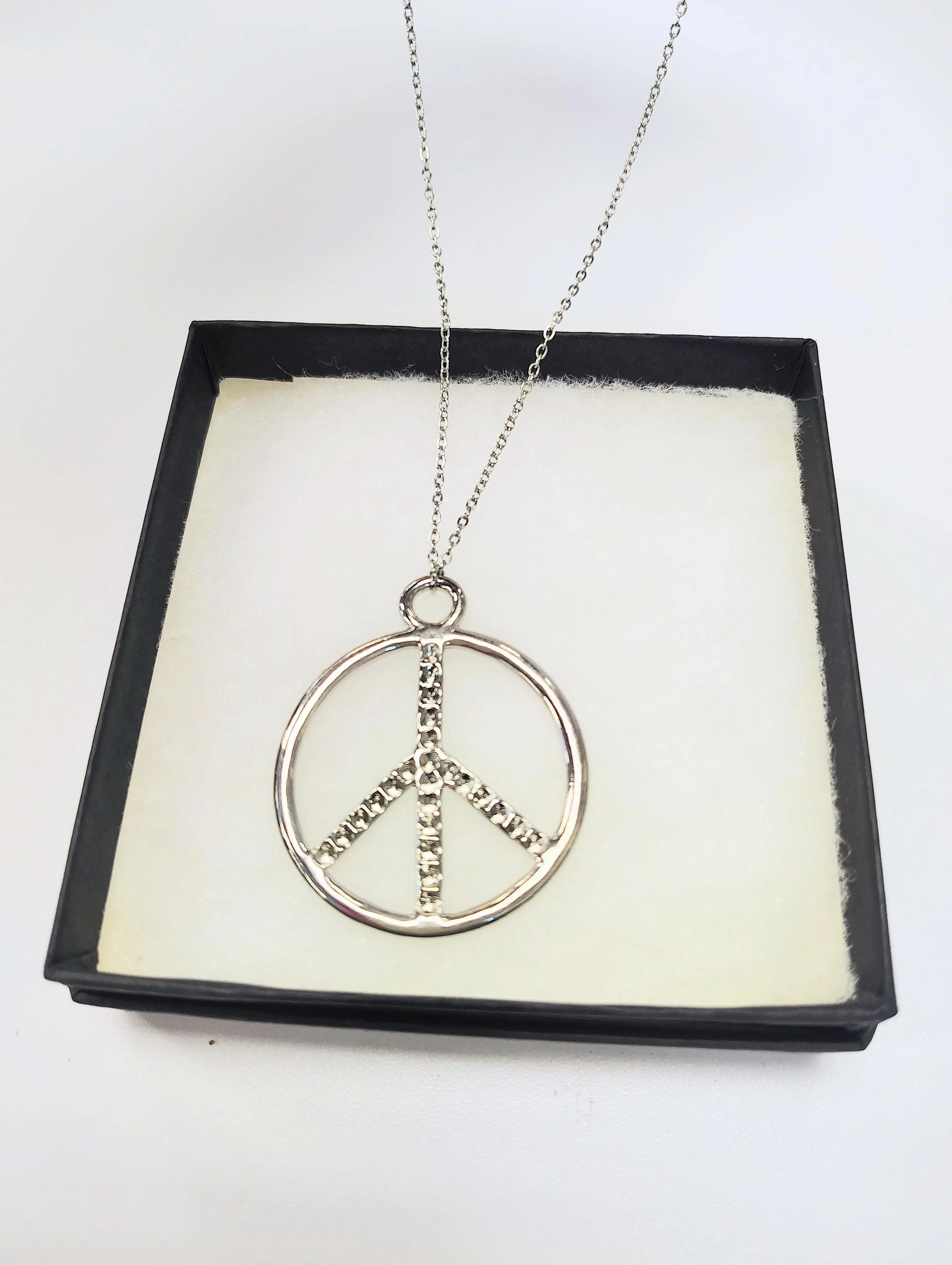 Stainless steel necklace with peace pendant for men and women