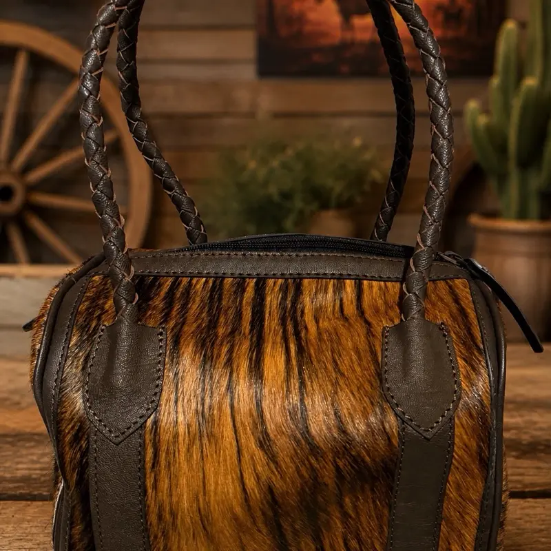 Small.Brindle Cowhide On All Sides  with Zipper