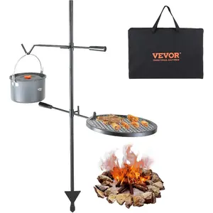 VEVOR Folding Campfire Grill, 18 Portable Camping Grates Over Fire Pit, Heavy Duty Steel Mesh Grate, Camp Fire Cooking Equipment with Legs Carrying Bag, Grilling Rack for Outdoor Open Flame CookingVEVOR Super Brand Day