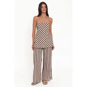 Kim Pant Set - Brown Stripe