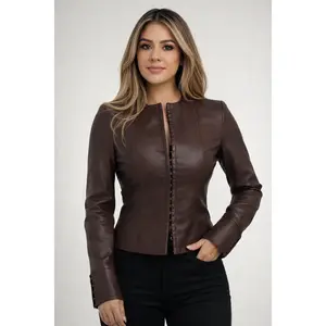 Maddie Jacket – Women’s Brown Leather Look Structured Jacket