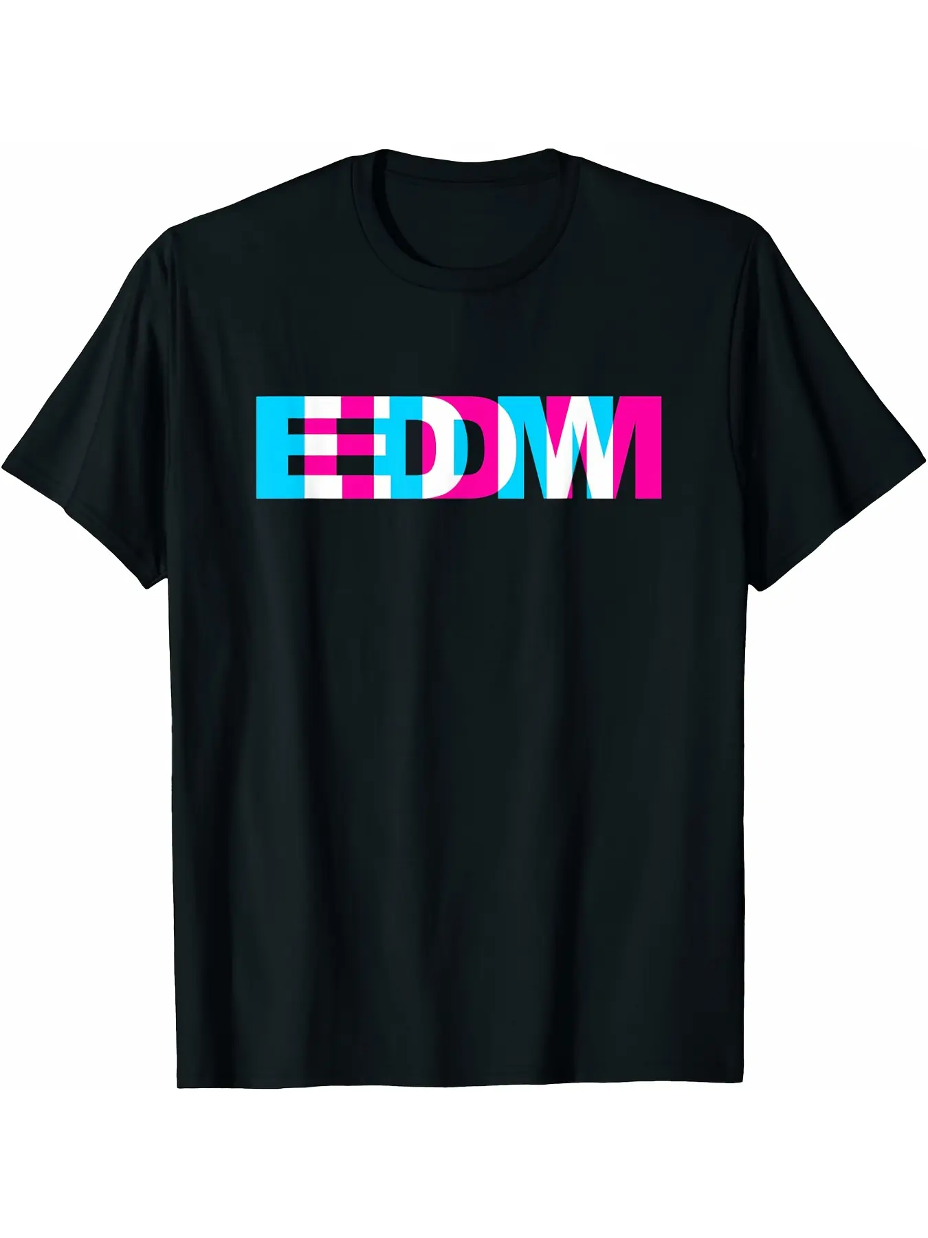 EDM Glitch Optical Illusion Trippy Rave DJ T-Shirt unisex soft cotton short sleeve t shirt, vintage graphic casual tee for men women teens, perfect birthday holiday gift for camping travel gym daily street  wear