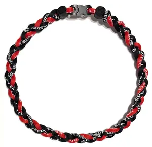 Baseball 3 Rope Braid Tornado Energy Necklace Red Black