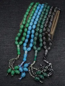 1pc Vintage Woven Rope 11mm 33 Bead Bracelet, Men's Daily Accessories and Divination and Sacrificial Supplies