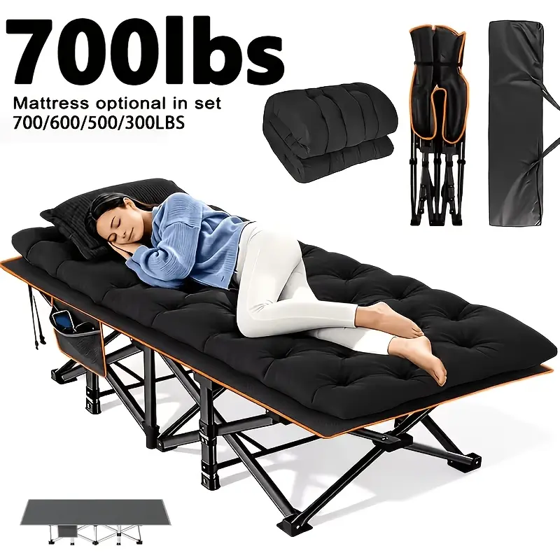 77 75 73 59in Outdoor Folding Cot Camping Bed Portable Folding Guest Bed With Or Without Mattress Option 700 600 500 300 Lbs Heavy Duty Backpacking Cot With Storage Bag Ideal For Outdoor Travel Patio And Camping Use